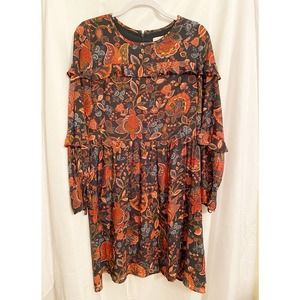 Loft Floral Paisley  Flounce Dress